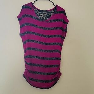 Thin Sweater short sleeve lace back top